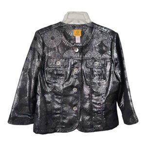 Ruby Rd Women's 3/4 Sleeve silver metallic jacket size 10 medium